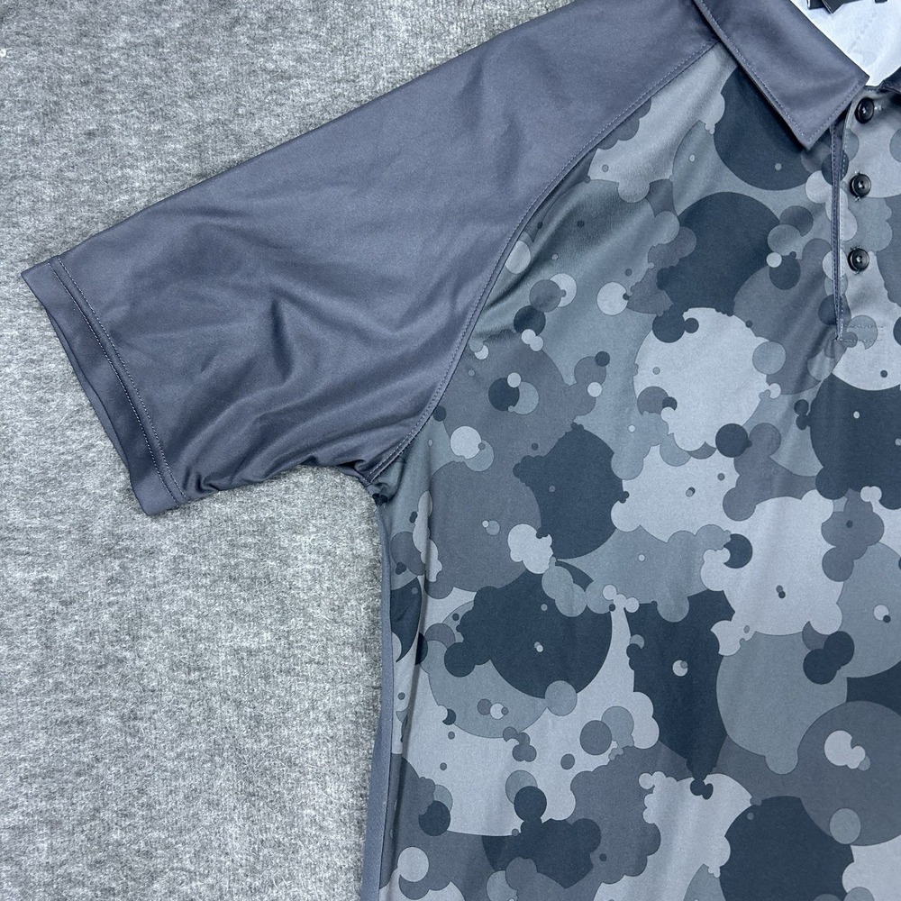 Oakley Polo Shirt Mens Medium Gray Camo Activewear Casual Travel Golf - Picture 4 of 13